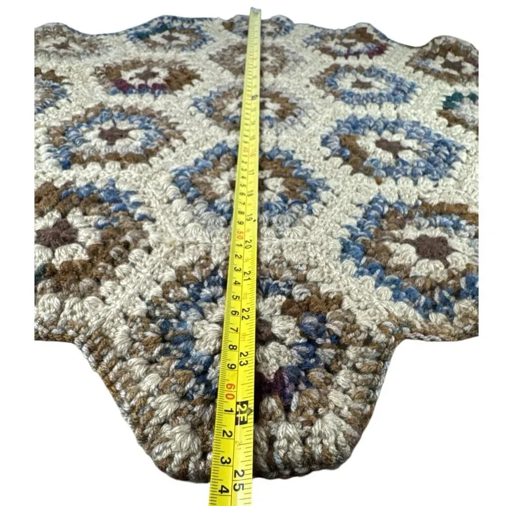 Granny Square Hexagon Neutral Tone Table Top Doiley Protector Cover Chair 25x23”